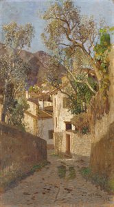 Un chemin de village ombragé
