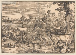 Paysage avec laitière - Titiaan