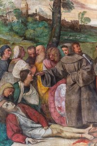 Saint Antoine réattachant le pied à un jeune homme, École du Saint (détail)