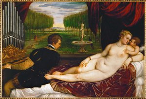 Vénus, Cupidon et un organiste ... (peinture sur toile)