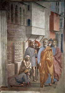 Saint Pierre guérissant les malades avec son ombre - Fresque par Tommaso di ser Giovanni di Mone Cassai dit Masaccio (1401-1428)