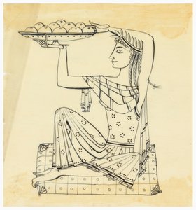Conception pour Gravure en Argent : Femme Assise