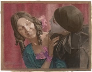 Danseuses Lili Green (à gauche) et Margaret Walker (à droite, en pierrot) dans une chorégraphie sur la musique de La Valse de Chopin - Ton Blom