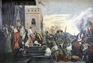 Réception de Christophe Colomb par la cour espagnole à Barcelone