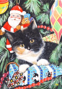 Chaton de Noël noir et blanc
