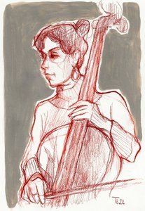 Un violoncelliste concentré