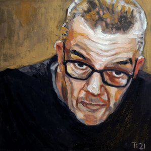Peinture représentant un homme à lunettes - Tore Bahnson