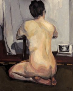 Femme nue avec un ordinateur portable - Tore Bahnson