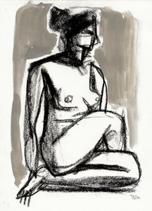 Nu assis, silencieux