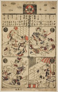 Affiche pour le théâtre Ichimura (Ichimuraza tsuji banzuke) - Torii Kiyomasu II