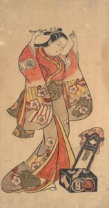 Portrait de Sanjo Kantaro dans le rôle féminin de Yaoya Oshichi dans la pièce Fuji no ..., vers 1730-40