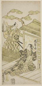 Les acteurs Ichimura Kamezo I en tant que Yosaku et Arashi Tominosuke I en tant que Koman - Torii Kiyomasu II