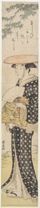 (Une femme avec un chapeau marchant sous un arbre), 1782 - Torii Kiyonaga