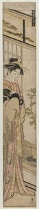 Courtisane tenant un chien (de la série Présentations populaires) - Torii Kiyonaga