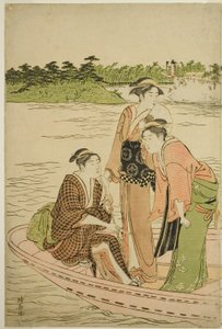Bac sur la rivière Rokugo - Torii Kiyonaga