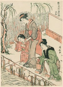 Pêche, de la série "Un ensemble de dix beautés dans des styles floraux (Enshoku hana fuzoku ju awase)"