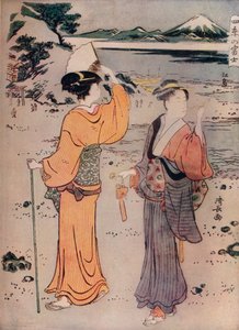 Filles sur le rivage, 17ème siècle, 1914 - Torii Kiyonaga