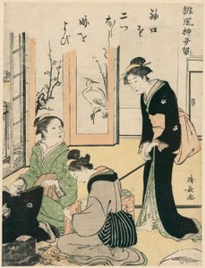 La belle-mère taquinant la mariée, de la série "Une collection de poèmes humoristiques (Haifu yanagidaru)"