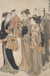 Mère portant sa petite fille au Miya Mairi - Torii Kiyonaga