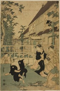 Amusements en plein air à la maison de thé Kankanro à Yoshiwara