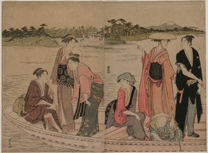 Passagers dans un ferry sur la rivière Sumida
