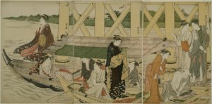 Bateaux de plaisance sous le pont Azuma - Torii Kiyonaga