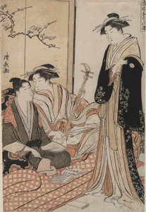 Enseigner une chanson de Kat?-bushi : Passe-temps musicaux - Torii Kiyonaga