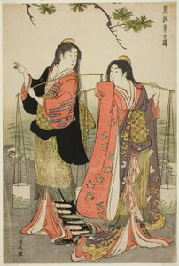 Les servantes de saumure de Suma, de la série "Une brocade de manières orientales (Fuzoku Azuma no nishiki)"