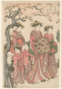 Les courtisanes Senzan, Yasono et Yasoji du Chojiya - Torii Kiyonaga
