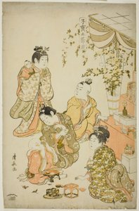 Le festival des poupées, de la série « Jeux précieux des enfants des cinq festivals (Kodakara gosetsu asobi), vers 1801