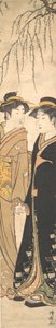 Deux grandes jeunes femmes marchant main dans la main, vers 1785 - Torii Kiyonaga