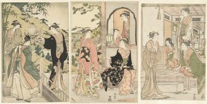 Yoshitsune apporte une sérénade à Joruri hime
