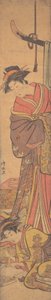 Jeune femme regardant par-dessus l
