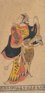 Acteur en femme avec cheval bâton dans un rôle non identifié - Torii Kiyonobu I