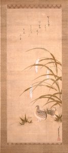 Caille et millet - Tosa Mitsunari