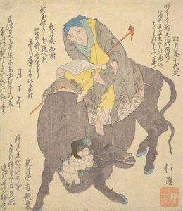 Sage chinois lisant en chevauchant un buffle, vers 1820 - Totoya Hokkei