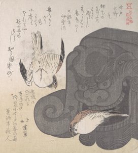 Tuile de Toit et Moineaux, Spécialités de Mizuno à Imado, XIXe siècle - Totoya Hokkei