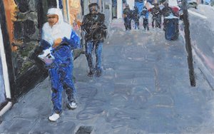 Scène de rue (Deptford, Londres), 2018 (huile sur panneau) - Trevor Burgess