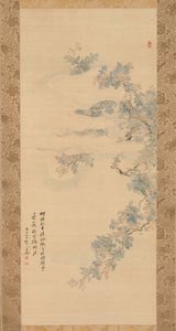 Petit oiseau sur une branche de myrte - Tsubaki Chinzan