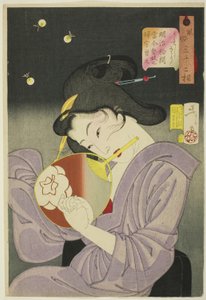 Ravi (Ureshiso), de la série "Trente-deux aspects des femmes (Fuzoku sanjuniso)" - Tsukioka Yoshitoshi