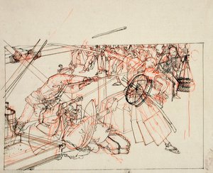 Dessin préparatoire pour une illustration de livre - Tsukioka Yoshitoshi