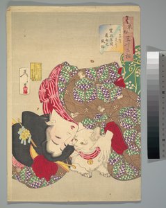 Taquiner le chat - Tsukioka Yoshitoshi