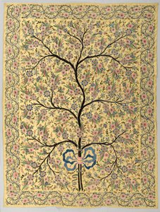 Panneau de soie avec arbre de vie brodé - Turkish School
