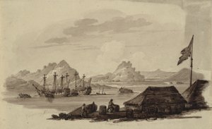Canonnières britanniques et bateaux œufs Tanka à Whampoa, Canton, un mouillage en eau profonde sur la côte chinoise