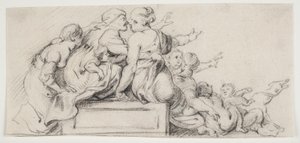 Étude de composition. Femmes allongées sur un socle