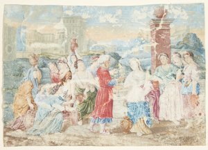 Éliézer offrant des bijoux à Rebecca au puits