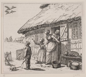 Illustration pour "La cigogne est arrivée", poème de Gotfred Rode