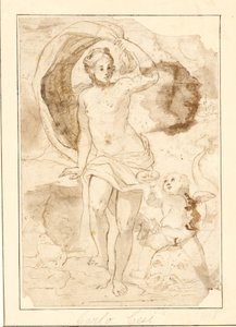Vénus recevant des perles dans une coquille par Cupidon chevauchant un dauphin - Ubekendt