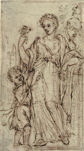 Femme avec un oiseau dans la main droite et un enfant essayant de l