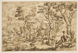 Paysage avec nymphes et satyres - Ubekendt Ubekendt